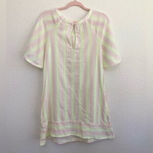 Lemlem Dress with Pockets Light Pink and Yellow